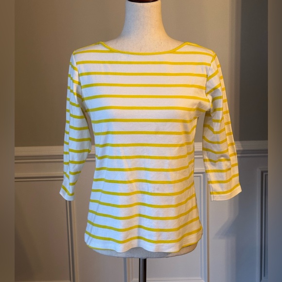 Zara Tops - Zara Organic Cotton Yellow White Stripe Top size XL